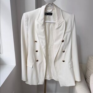 Zara Ivory Double-Breasted Blazer